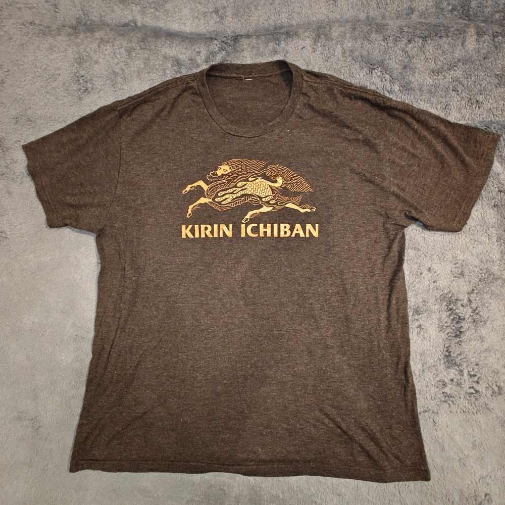 Kirin Ichiban Beer Graphic T-Shirt Mens Large Charcoal Grey Heather Short Sleeve